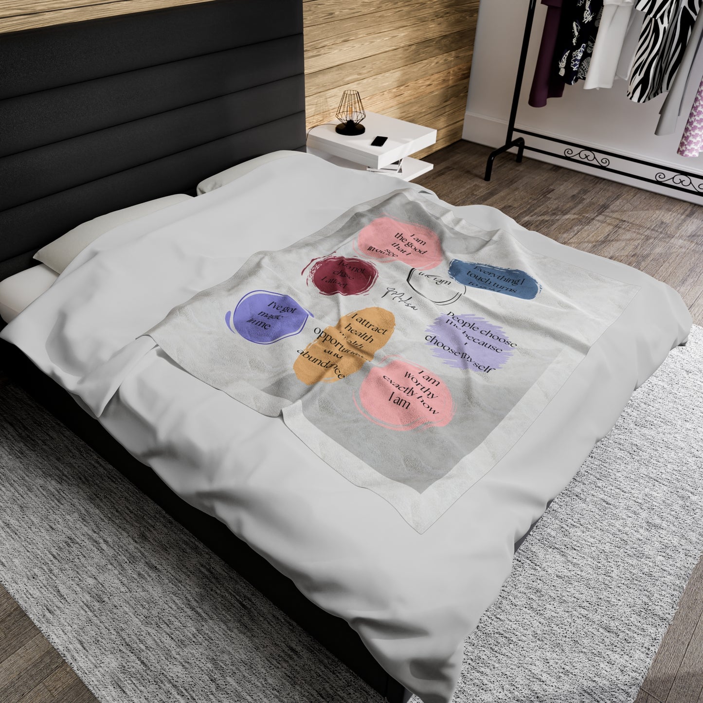 Velveteen Plush Throw Blanket- Customizeable to your name, personal affirmations and color scheme