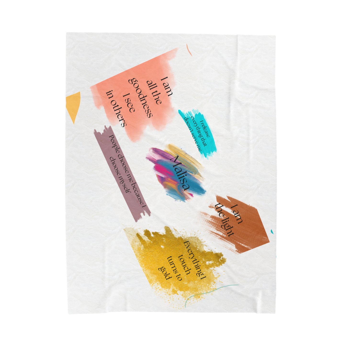 Velveteen Plush Throw Blanket- Customizeable to your name, personal affirmations and color scheme