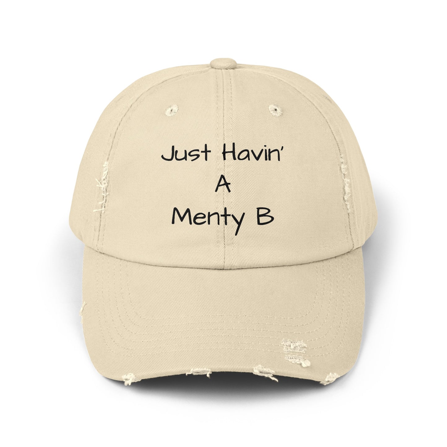 Unisex Distressed Cap Menty B Black Lettering