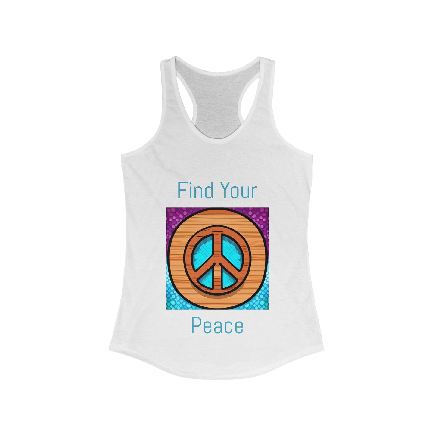 Women's Ideal Racerback Tank: PODCAST MERCH A portion of these proceeds will be given as scholarships for the "Finding Peace" masterclass.