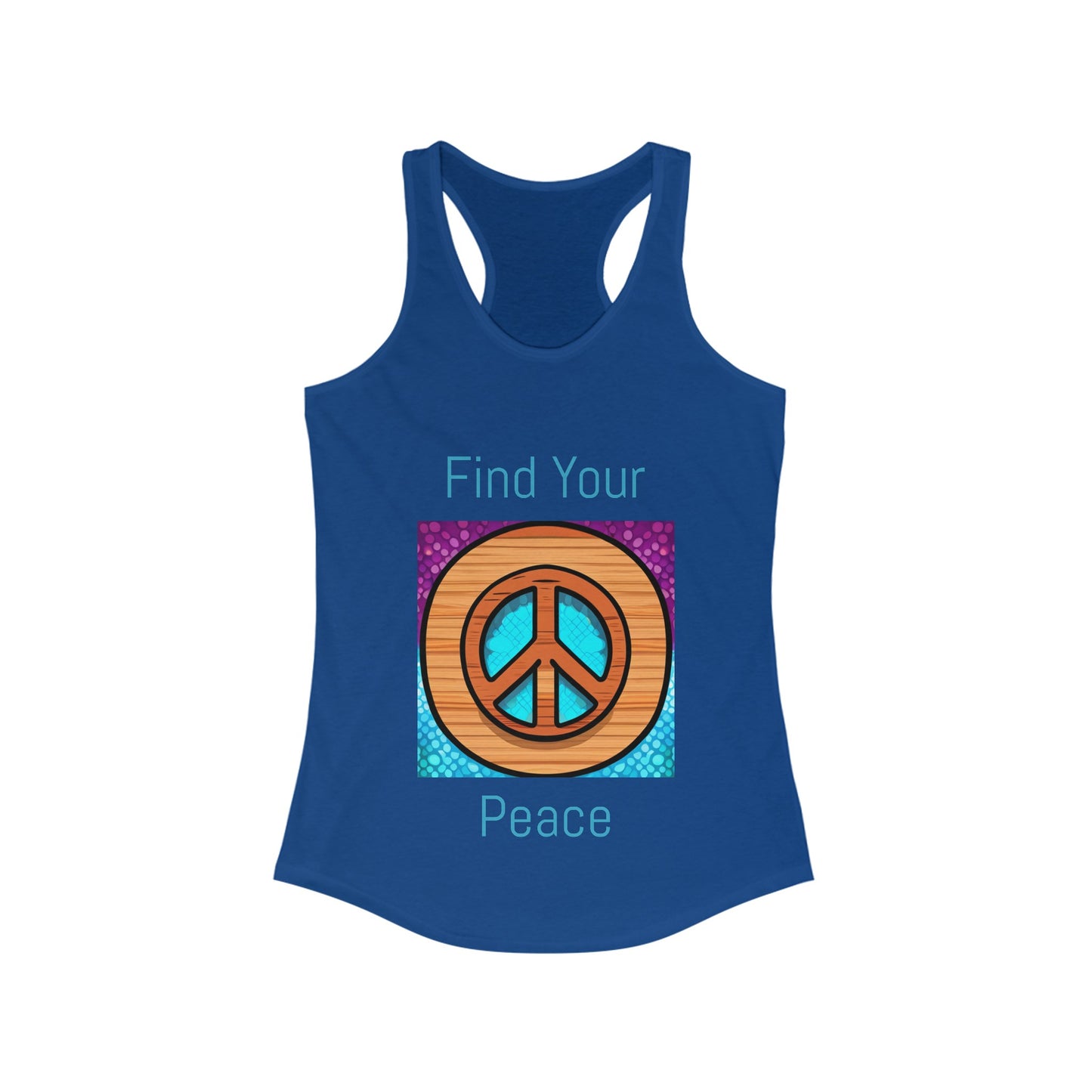 Women's Ideal Racerback Tank: PODCAST MERCH A portion of these proceeds will be given as scholarships for the "Finding Peace" masterclass.