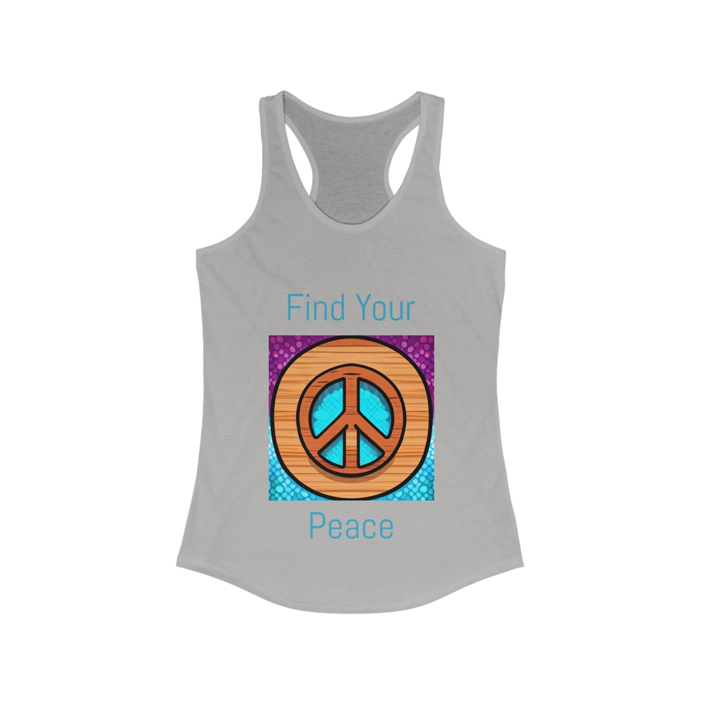 Women's Ideal Racerback Tank: PODCAST MERCH A portion of these proceeds will be given as scholarships for the "Finding Peace" masterclass.