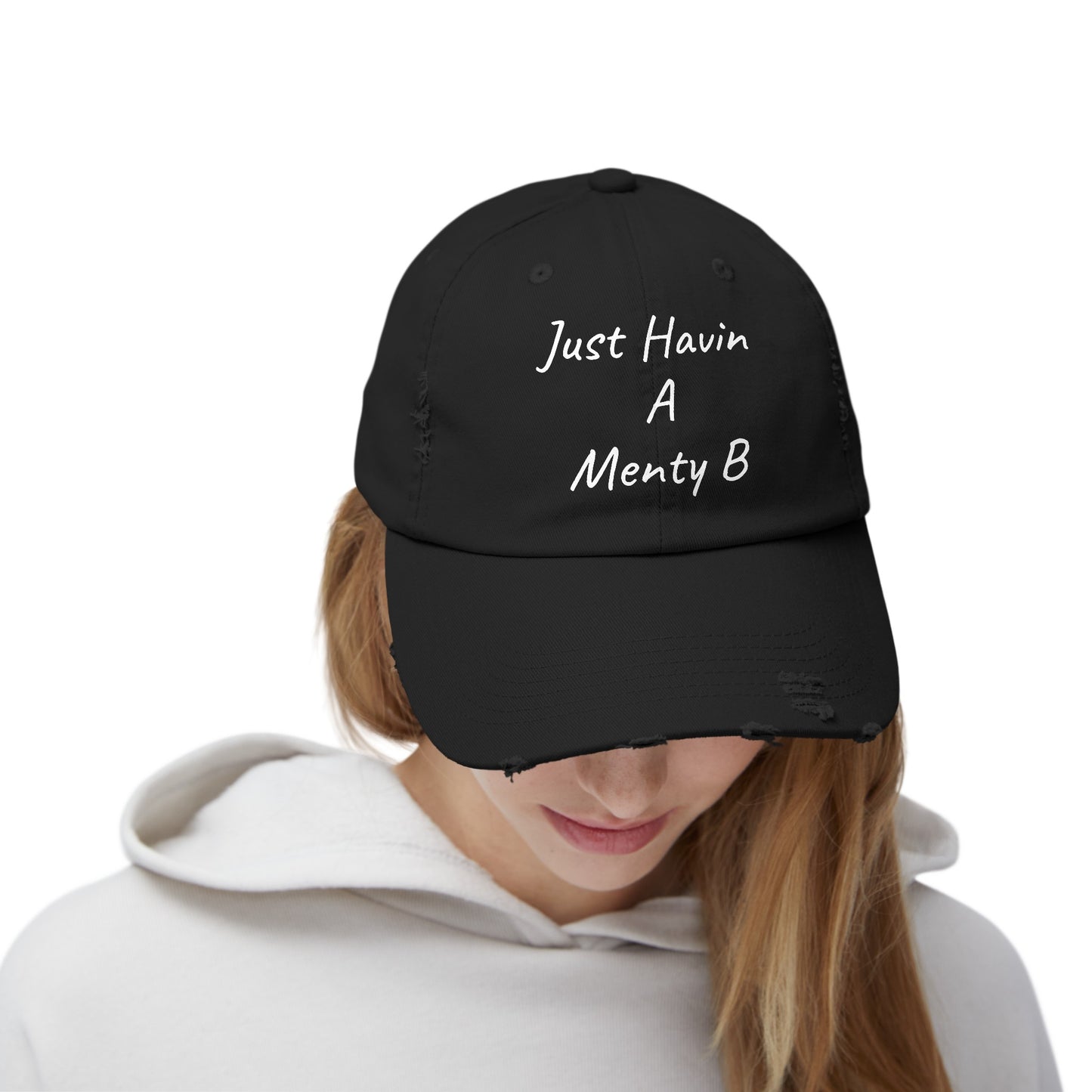 Unisex Distressed Cap Menty B White Lettering