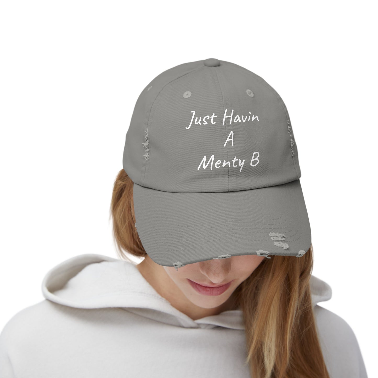 Unisex Distressed Cap Menty B White Lettering