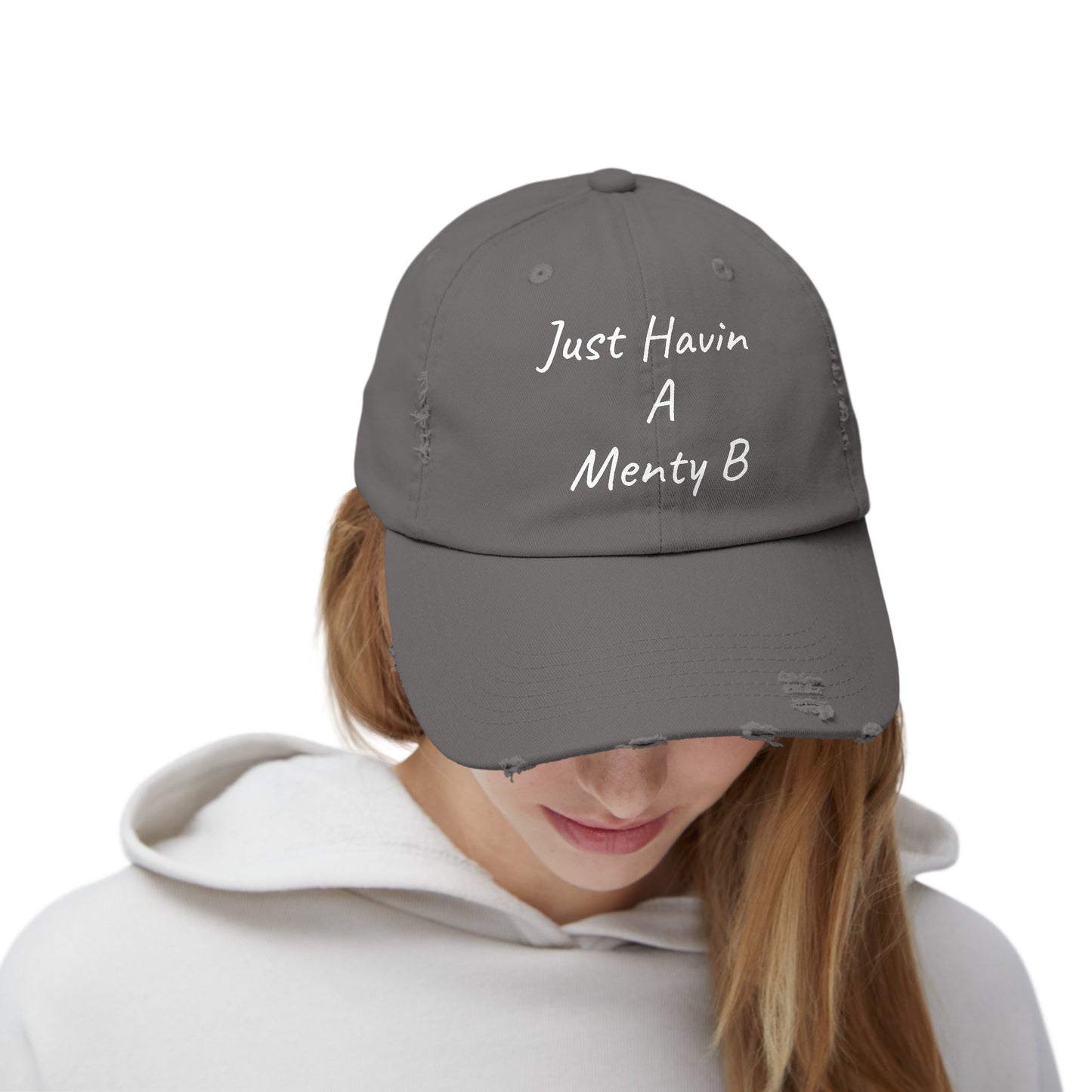 Unisex Distressed Cap Menty B White Lettering