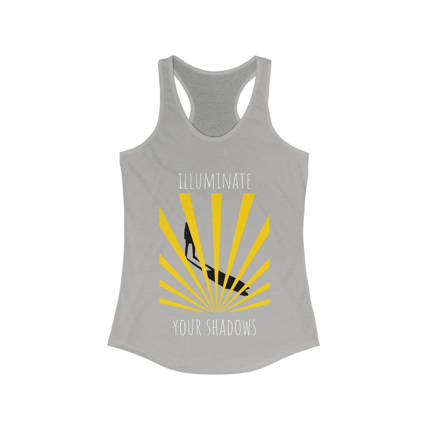 Women's Ideal Racerback Tank: PODCAST MERCH: A portion of these proceeds will be given as scholarships for the "Finding Peace" masterclass.